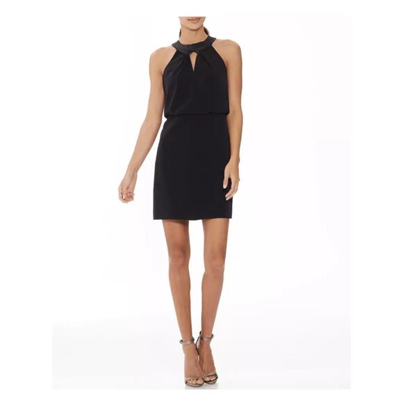 HALSTON Silk and Crepe Key Hole Cocktail Dress - Picture 1 of 7